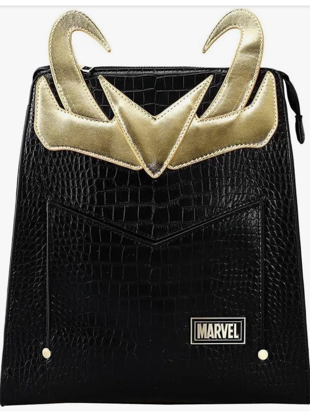 Marvel Black & Gold Loki Croc-Texture Mini Backpack